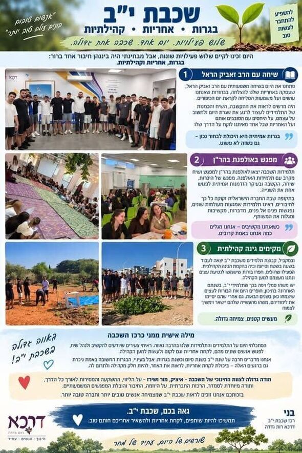 צילום מתוך דף הפייסבוק תיכון דרכא רות