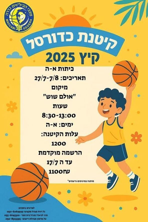 צילום מתוך דף הפייסבוק מכבי הבילויים גדרה כדורסל