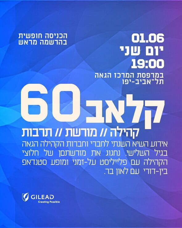 צילום מתוך דף הפייסבוק המרכז הגאה - TLV LGBTQ Center