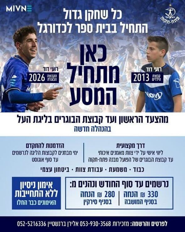 צילום מתוך דף הפייסבוק מועדון הכדורגל הפועל 'מבנה' פתח-תקוה Hapoel 'Mivne' Petah Tikva FC