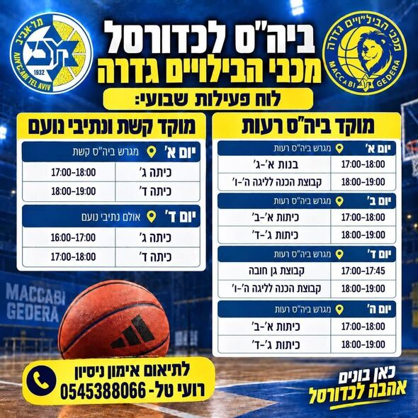 צילום מתוך דף הפייסבוק מכבי הבילויים גדרה כדורסל