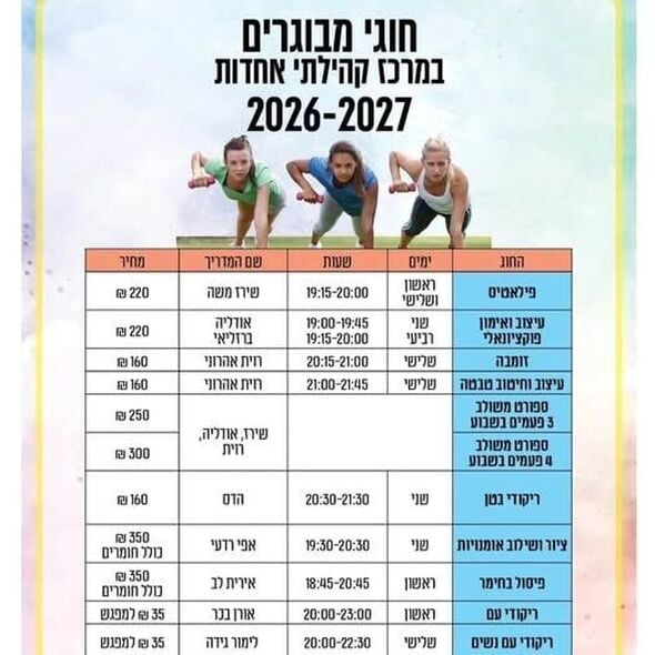 צילום מתוך דף הפייסבוק מרכז קהילתי אחדות פתח תקווה