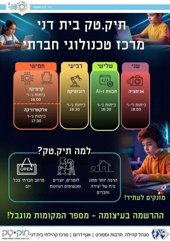 צילום מתוך דף הפייסבוק מרכז קהילתי בית דני