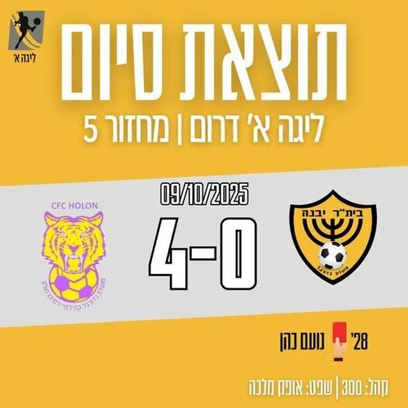 צילום מתוך דף הפייסבוק מ.כ בית"ר יבנה