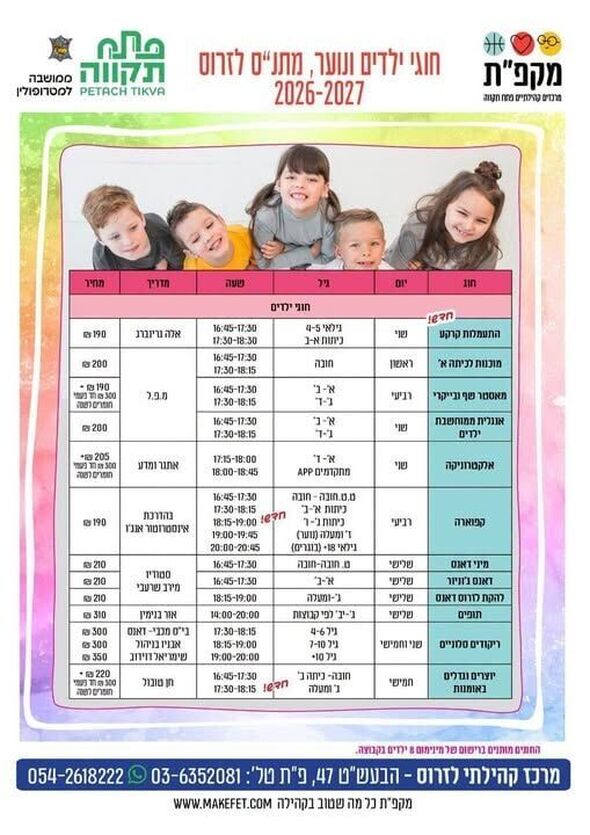 צילום מתוך דף הפייסבוק מרכז קהילתי לזרוס פ"ת