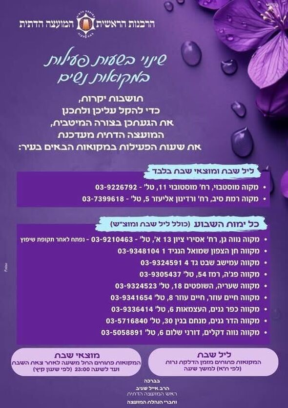 צילום מתוך דף הפייסבוק המועצה הדתית פתח תקווה